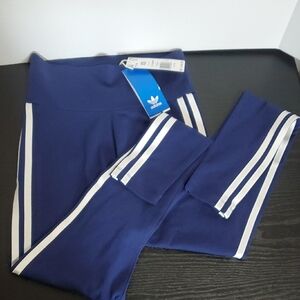 Adidas Navy Leggings with White Accents